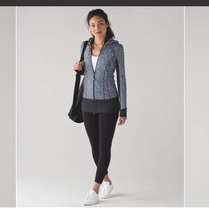 LULULEMON Daily Practice Hooded Jacket Heathered Black Gray Size‎ 6